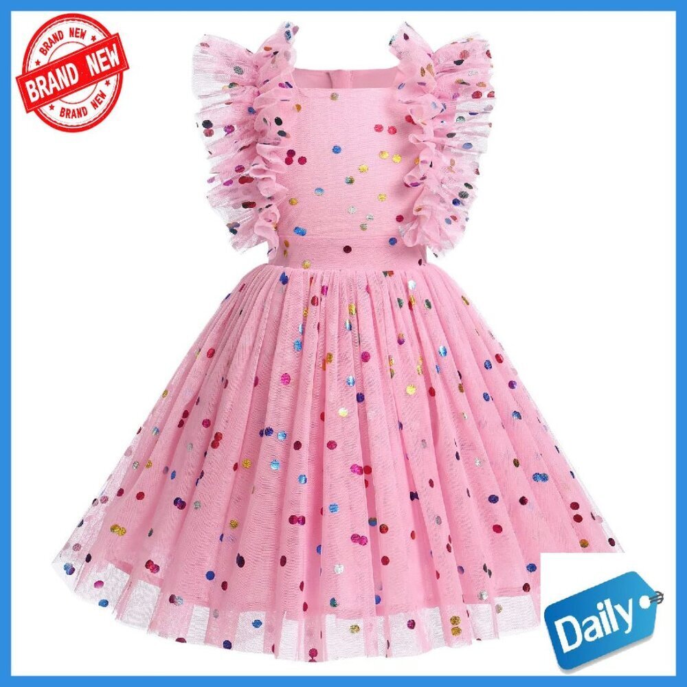 Girls Polka Dot Butterfly Princess Tutu Dress 3-10T Special Occasion